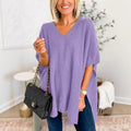 Maeve Casual Knit Poncho with V-Neck