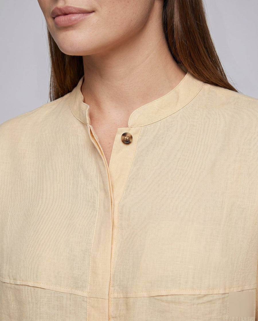 Maeve Elegant Linen Blouse with Button Front