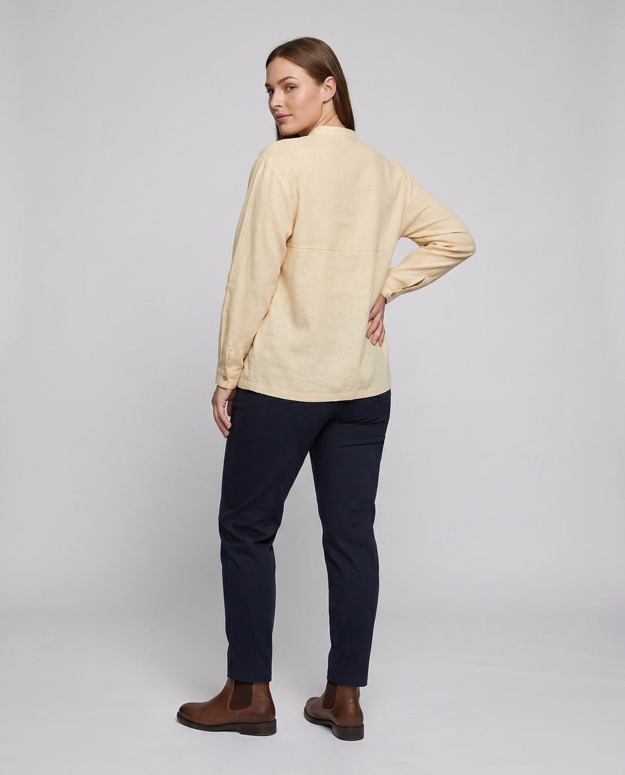 Maeve Elegant Linen Blouse with Button Front