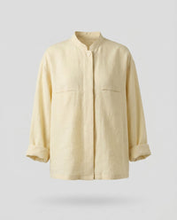 Maeve Elegant Linen Blouse with Button Front in White