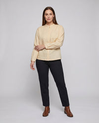 Maeve Elegant Linen Blouse with Button Front