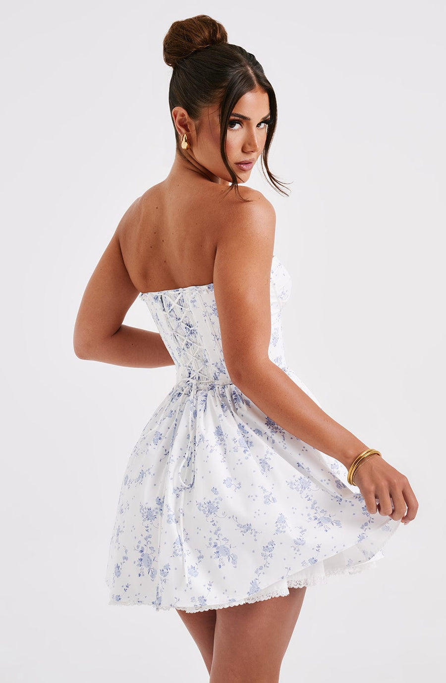 Virginia Mini Dress - Blue Ditsy Print