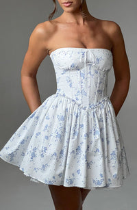 Virginia Mini Dress - Blue Ditsy Print