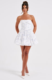 Virginia Mini Dress - Blue Ditsy Print