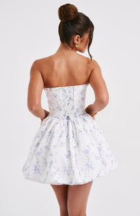 Virginia Mini Dress - Blue Ditsy Print