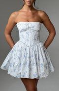 Virginia Mini Dress - Blue Ditsy Print