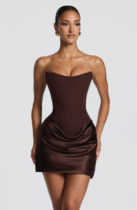 Agnes Mini Dress – Plum Brown