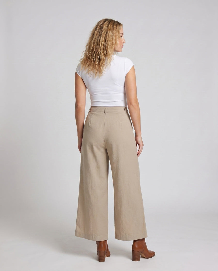 Magnolia Airy Linen Culottes with Elastic Waist