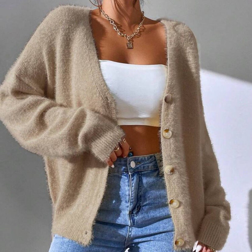 Magnolia Casual Knit Cardigan in Apricot