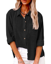Magnolia Linen Blouse in Black