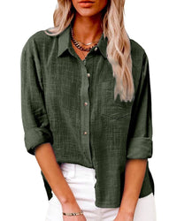 Magnolia Linen Blouse in Green