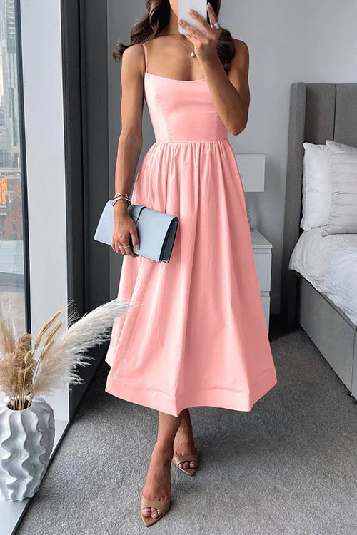 Magnolia Midi Dress with Fitted in Pink