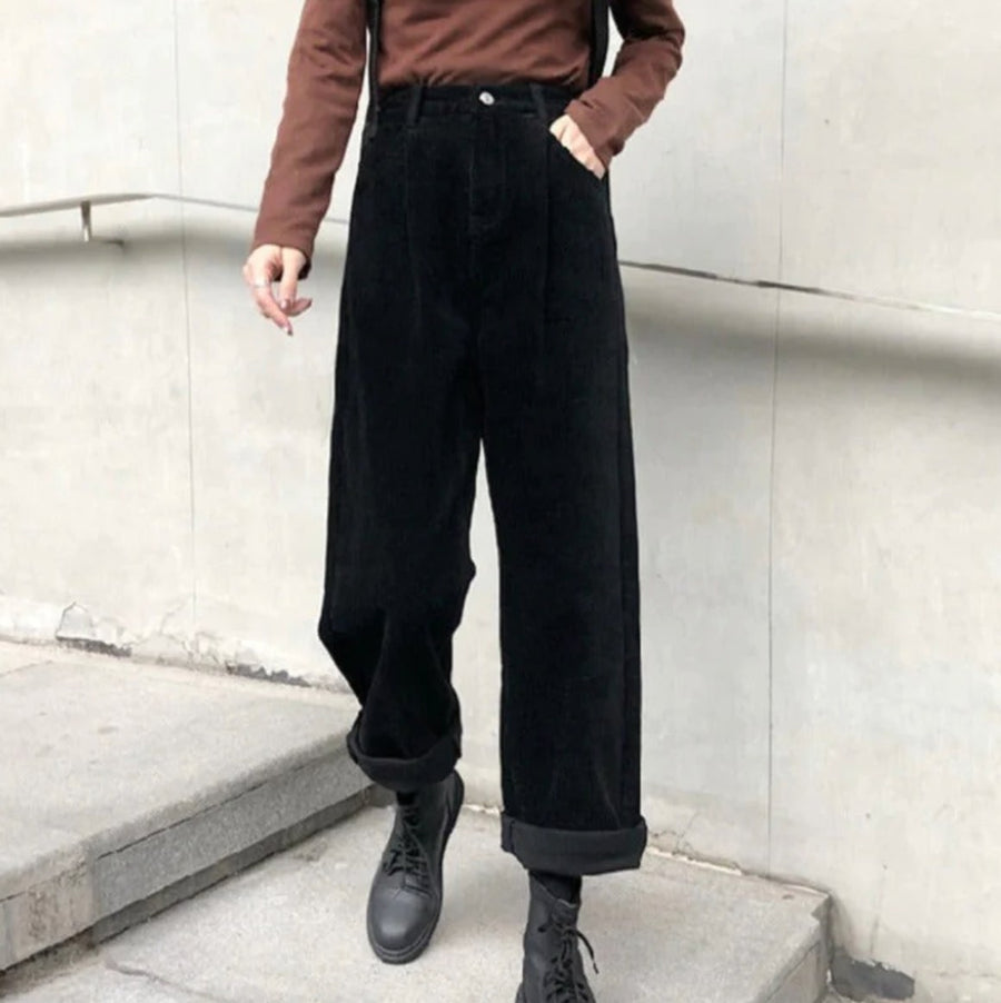 Magnus Casual Corduroy Trousers in Black