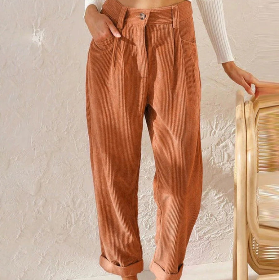 Magnus Casual Corduroy Trousers in Orange