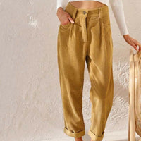 Magnus Casual Corduroy Trousers in Yellow