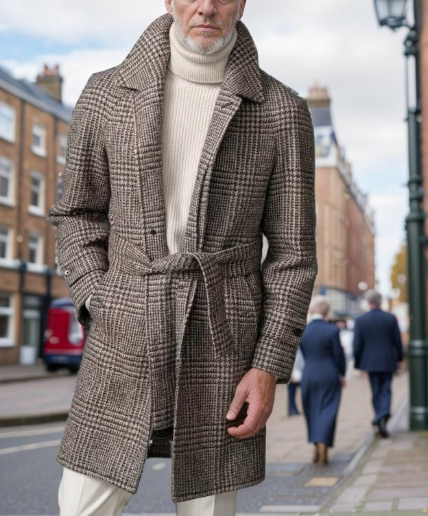 Magnus Elegant Trench Coat with Belted in Brown