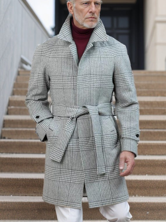 Magnus Elegant Trench Coat with Belted in Grey