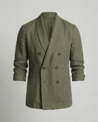 Magnus Lightweight Linen Jacket with Button Front in Green