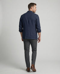Magnus Lightweight Linen Jacket with Button Front in Navy