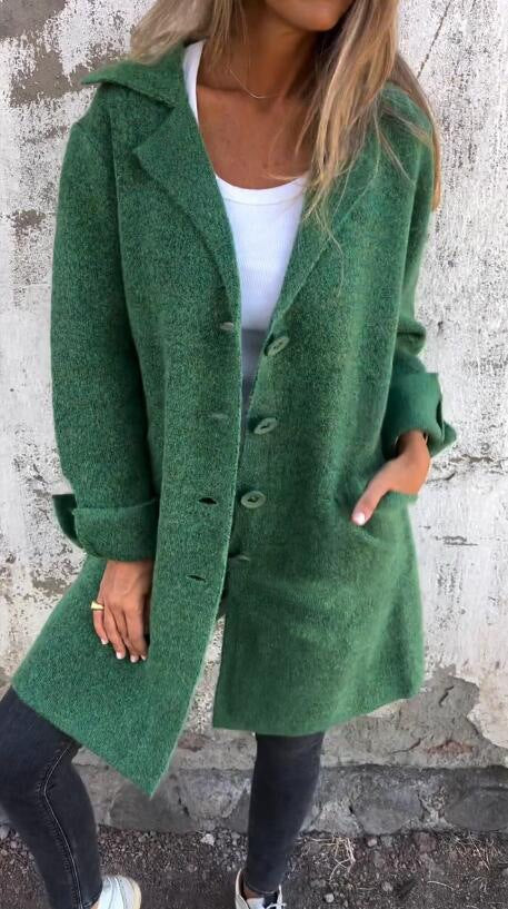 Maia Elegant Coat with Pockets in Green