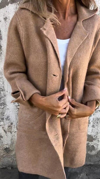 Maia Elegant Coat with Pockets in Khaki
