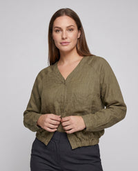 Maia Elegant Linen Blouse with V-Neck