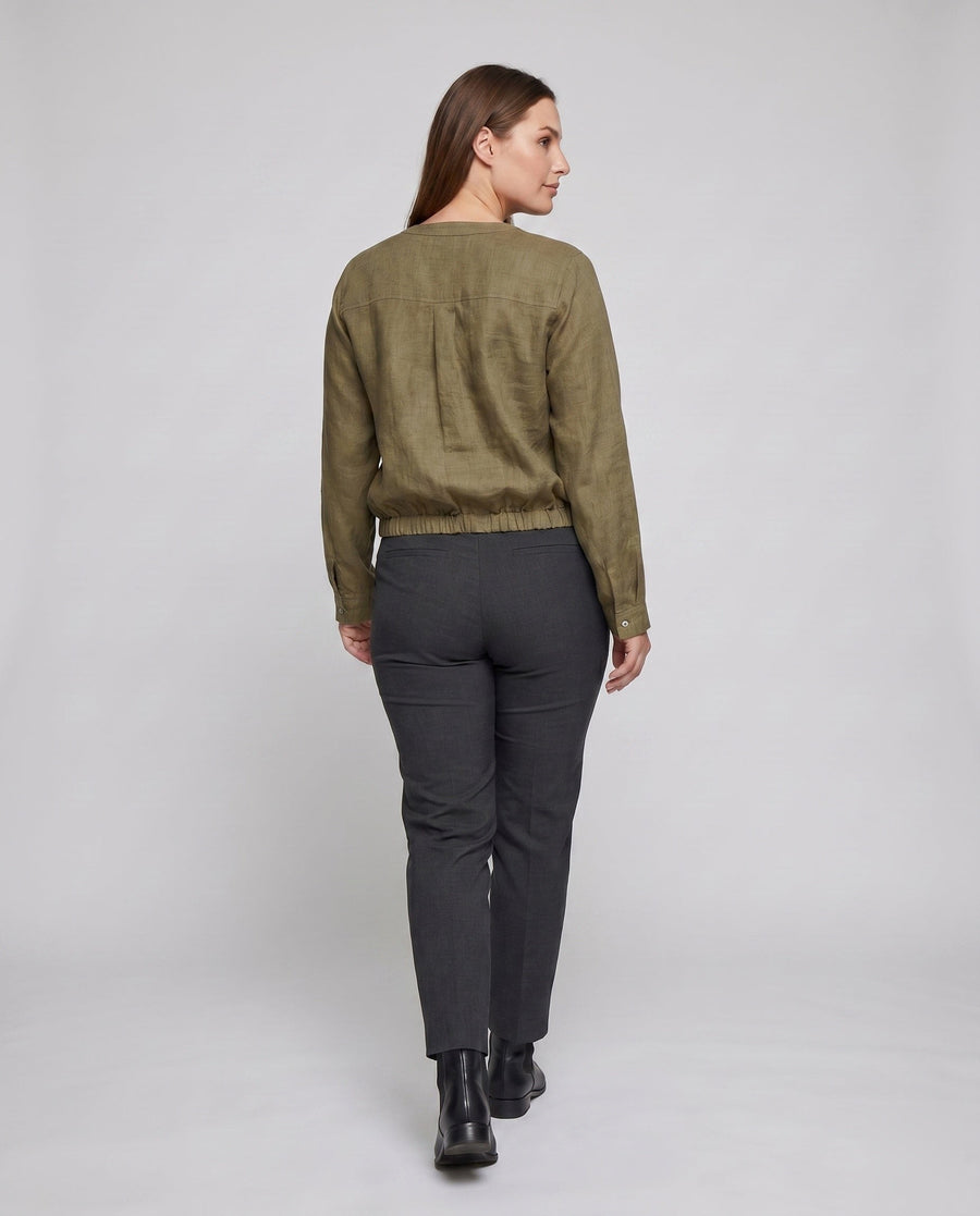 Maia Elegant Linen Blouse with V-Neck