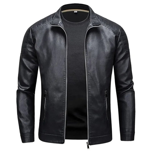 Soren - Stand Collar Leather Jacket