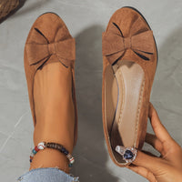 Maisie Women's Wedge Ballet Flats Bow Detail Suede Slip On Shoes in Blue