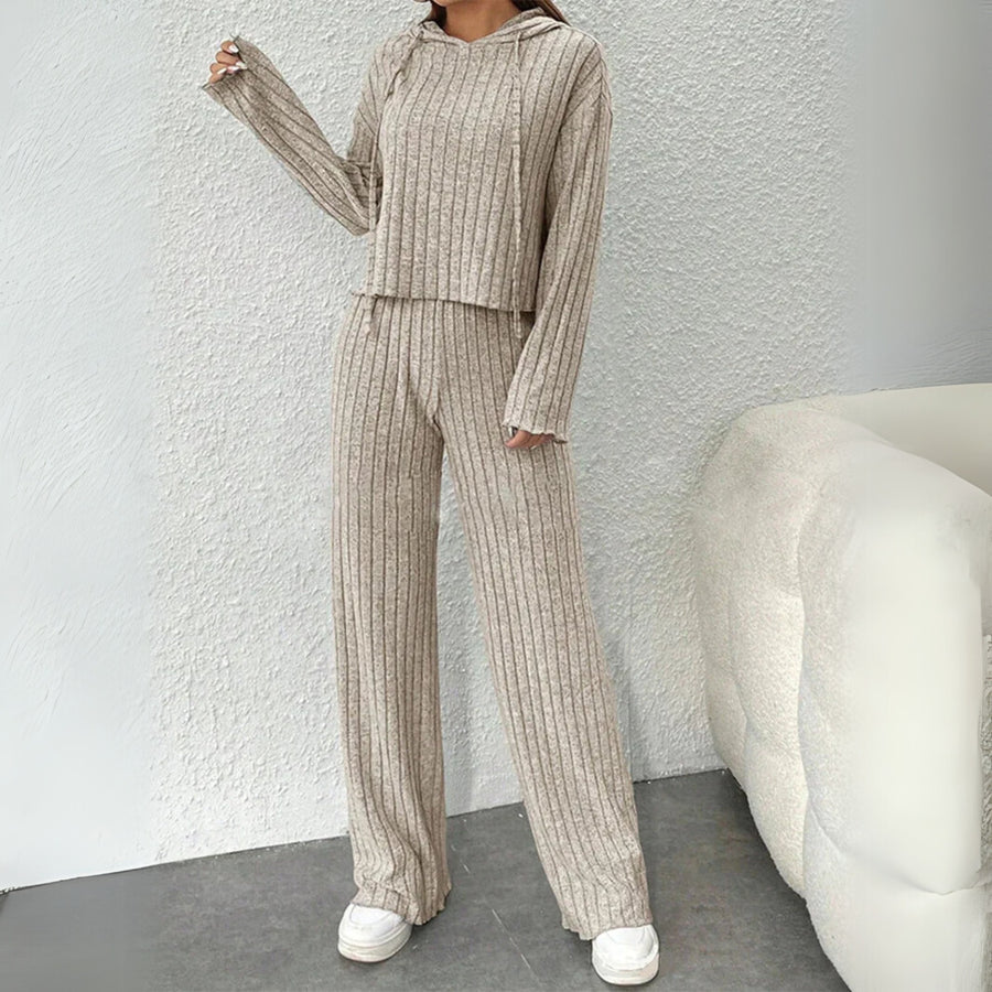 Maison Nuit™ Cozy Hooded Sweat Set in Beige
