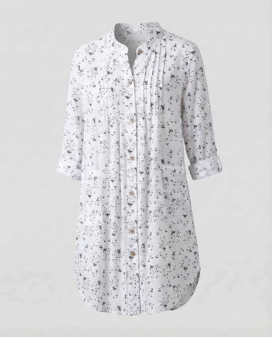 Malia Blouse with Pleated in White