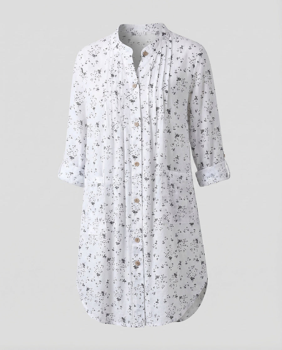 Malia Blouse with Pleated in White