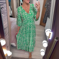 Malina™ Summer Flare Sleeve Long Beach Dress in Green
