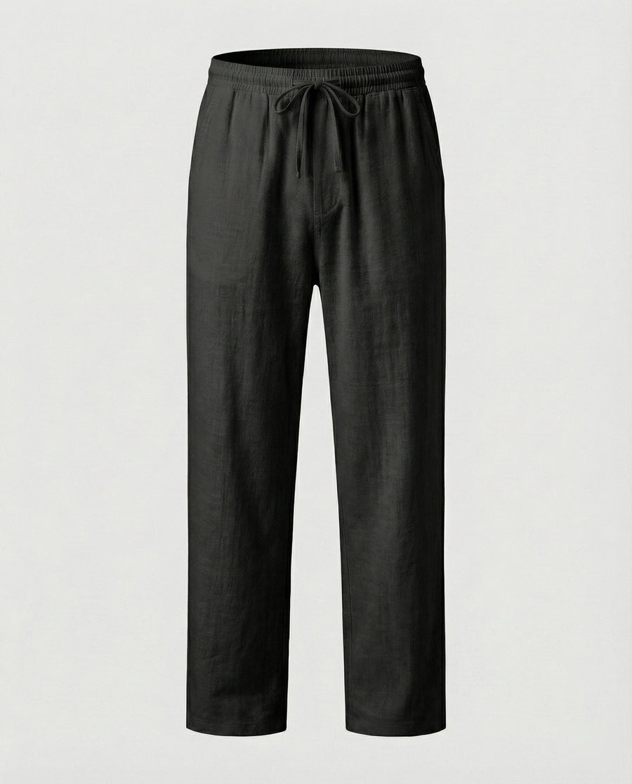 Malte Casual Linen Trousers in Black