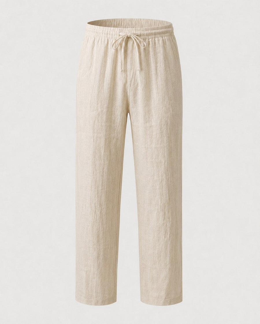 Malte Casual Linen Trousers in Khaki