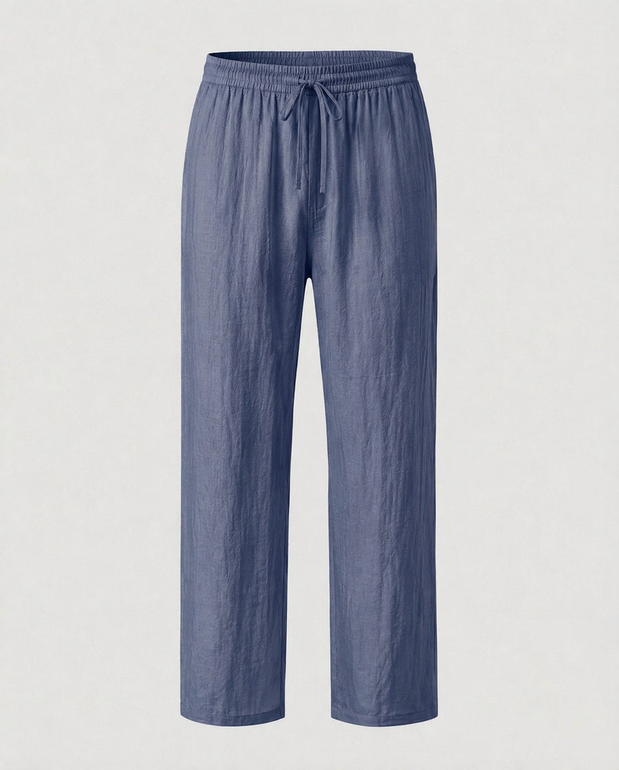 Malte Casual Linen Trousers in Navy