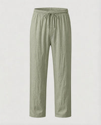 Malte Casual Linen Trousers in Olive Green