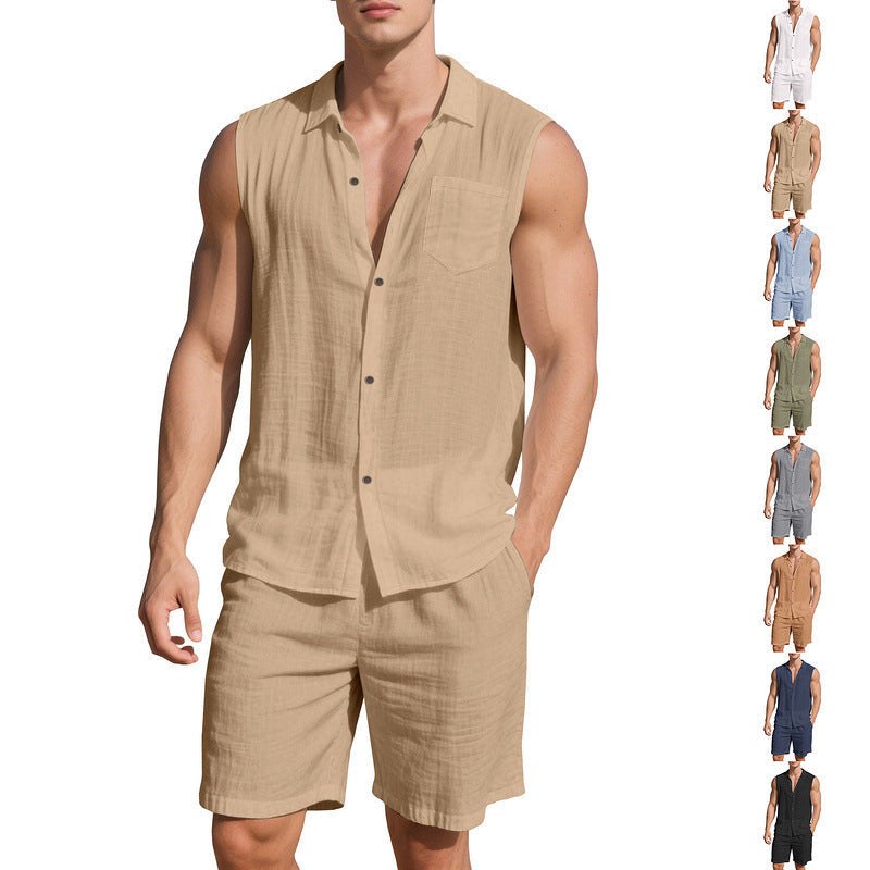 Malte Linen Shirt with Sleeveless and Drawstring Waist