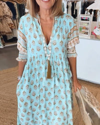 Mana Chic Floral V-Neck Dress in Pink