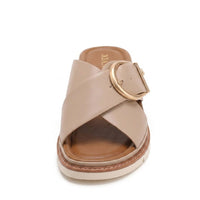 Mara Crossband Platform Slide in Beige