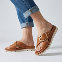 Mara Crossband Platform Slide in Sienna Brown