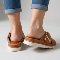 Mara Crossband Platform Slide in Sienna Brown