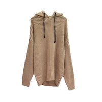 Mara Knit Sweater with Hood in Khaki