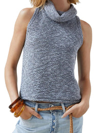 Mara Knit Top with Sleeveless in Blue