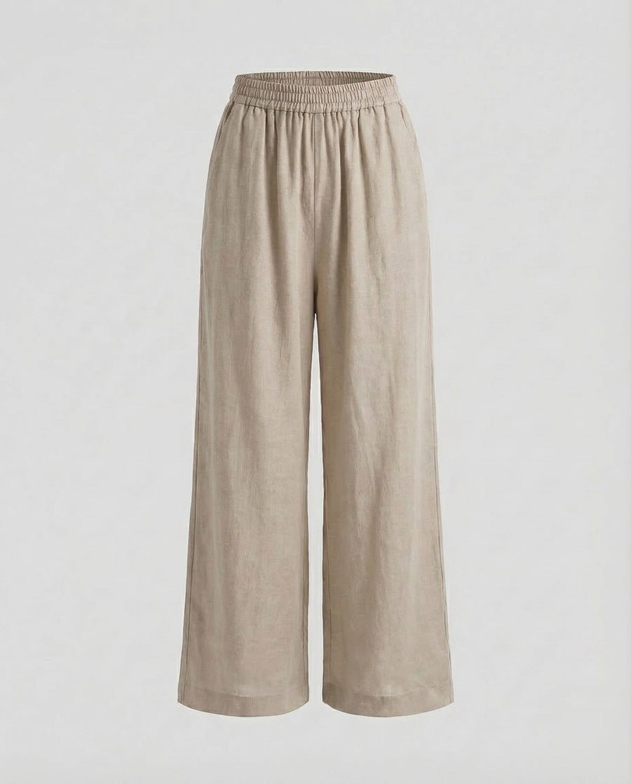 Mara Linen Blend Trousers in Apricot