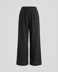 Mara Linen Blend Trousers in Black