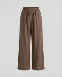 Mara Linen Blend Trousers in Brown