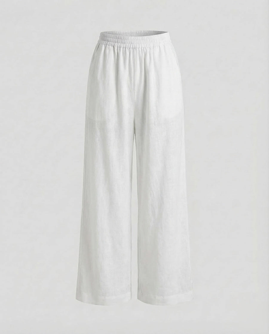 Mara Linen Blend Trousers in White