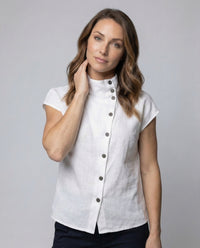 Mara Linen Blouse with Button Front