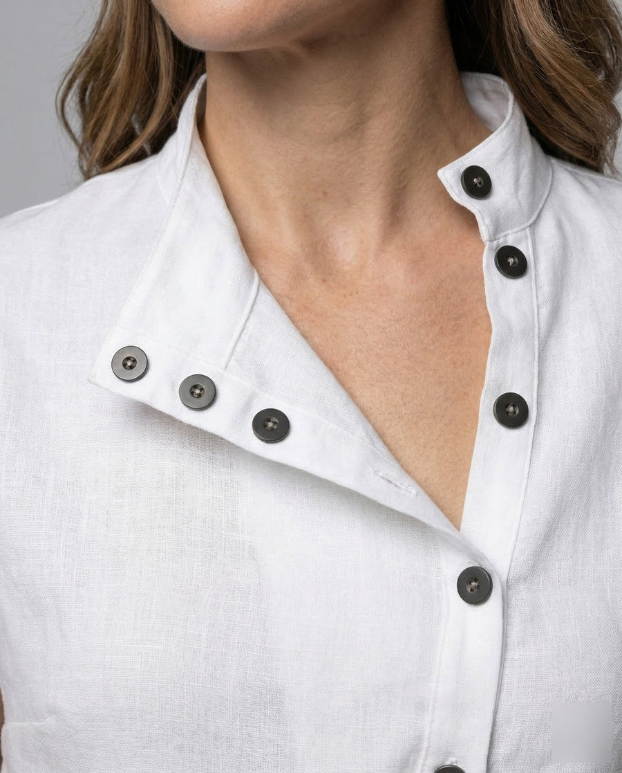 Mara Linen Blouse with Button Front